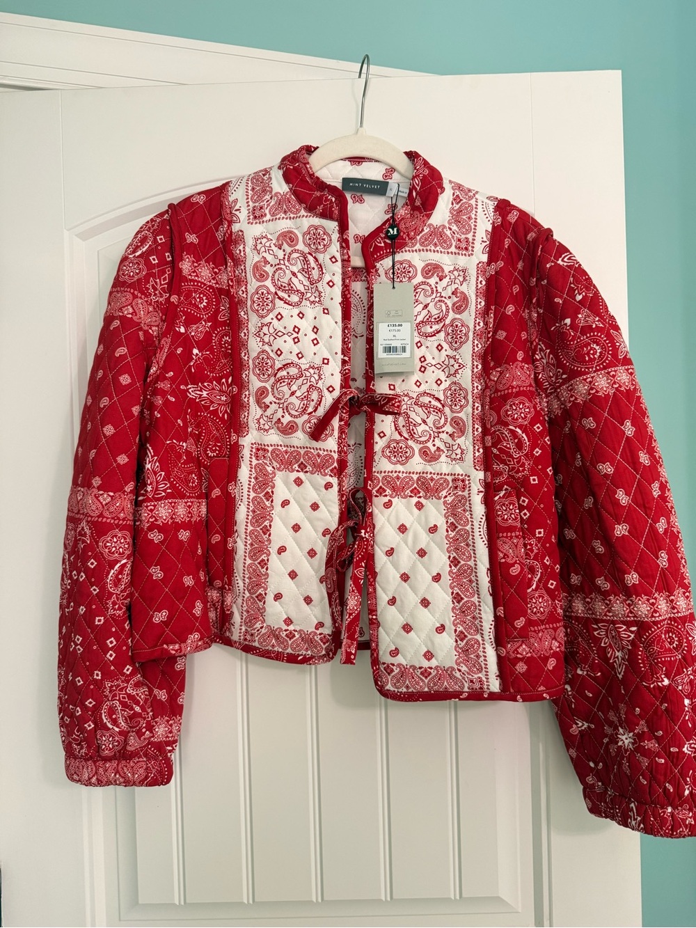 Red Bandana Quilted Jacket - Mint Velvet - XL - NWT
